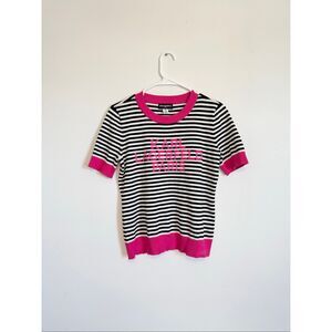Karl Lagerfeld Paris Striped Logo Top